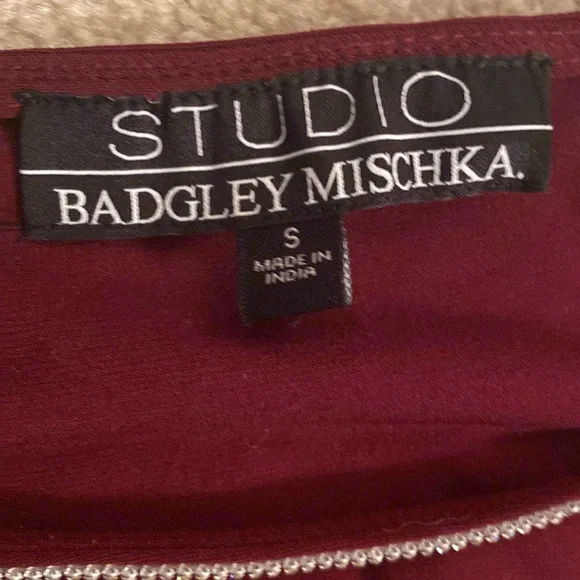 Badgley Mischka studio size small dress maroon with silver stones - Picture 11 of 15